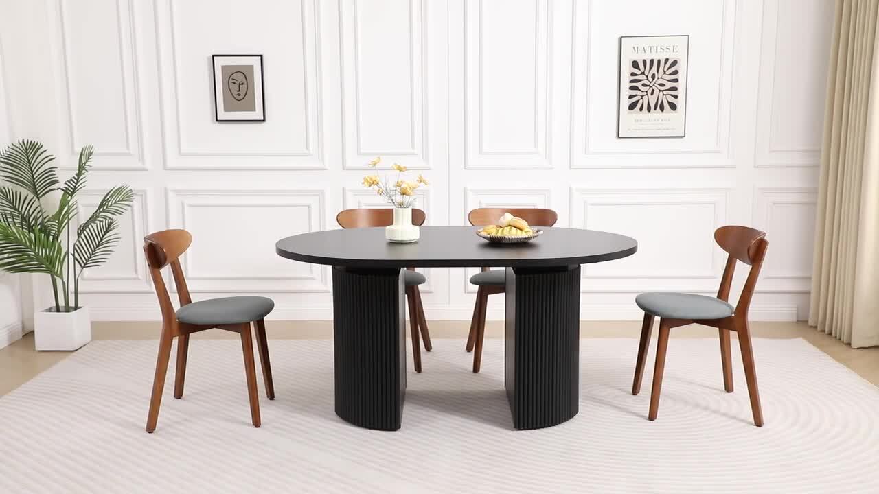 【新品】auvil テーブル black garden family table ATHMILE Black Wood 78.74 in. Double Pedestal Dining Table Seats 8