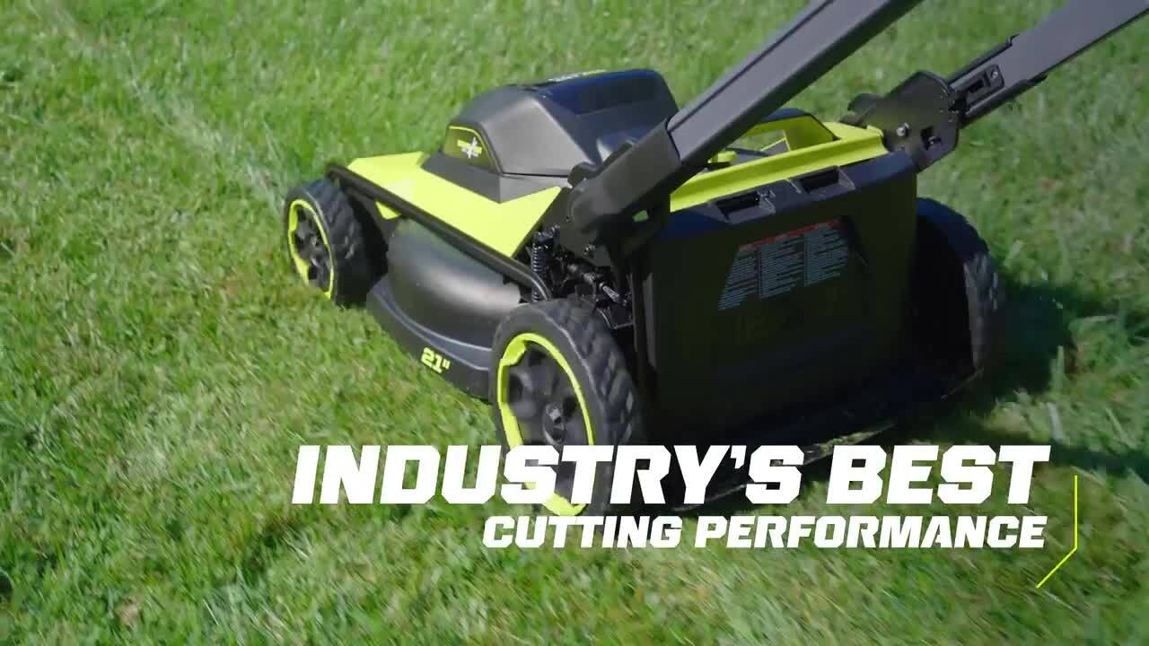 RYOBI 21 in. 40-Volt Brushless Lithium-Ion Cordless SMART TREK SelfPropelled Walk Behind Mower Two 6.0 AhBatteries & 1 Charger
