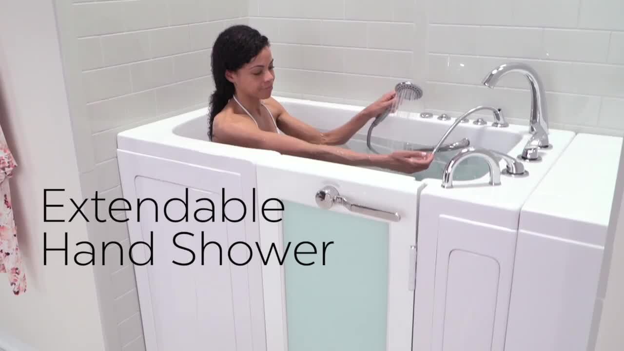 HD Series 38 in. Left Swinging Door Walk-In Whirlpool and Air Bath Tub with Left Swinging Door in White