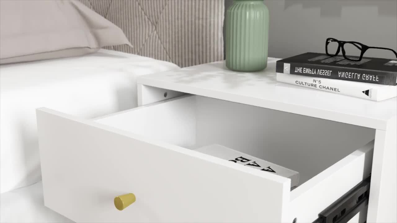 FUFU&GAGA 2-Drawer White Nightstands with Metal Legs and Open Shelf, Side Table  Bedside Table 15.7 in. D x 19.6 in. W x 21.6 in. H KF210123-04-xin - The  Home Depot