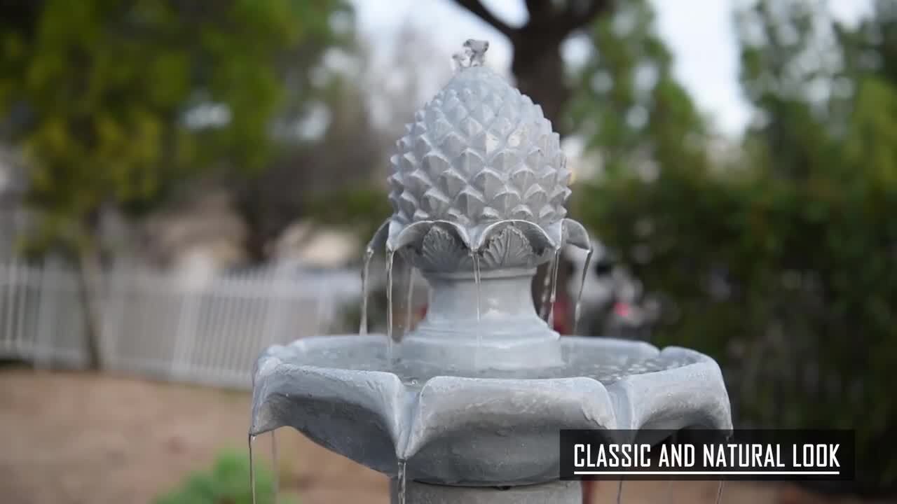 XBRAND 44 in H 2-Tier White Fiberglass/Resin Solar Water XBRAND 44 in H 2-Tier White Fiberglass/Resin Solar Water