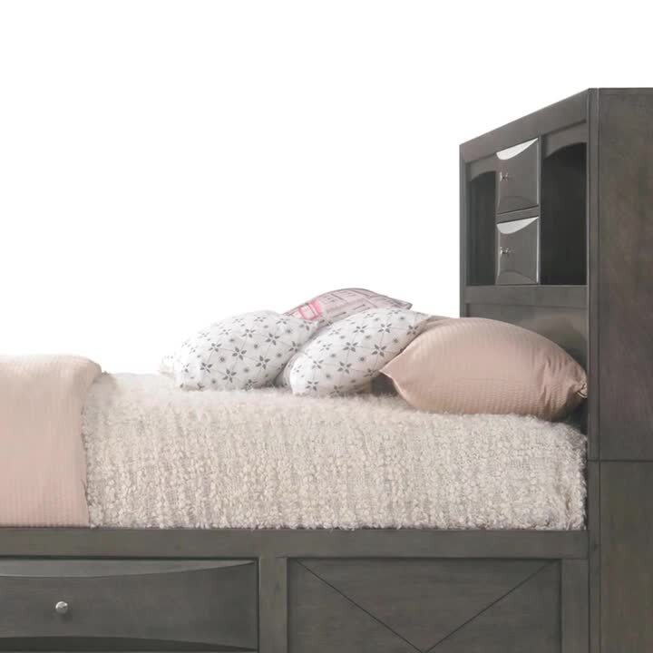 Acme Furniture Ireland Gray Oak Storage Queen Bed 22700Q - The