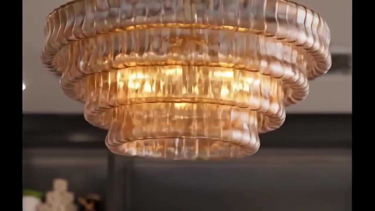 YUYI Modern Chandelier 36 in. 6-Lights Gold Crystal Drum