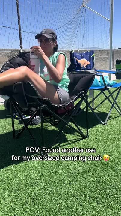 SEEUTEK Outdoor Oversized Foldable Heated Camping Grey Patio Chair