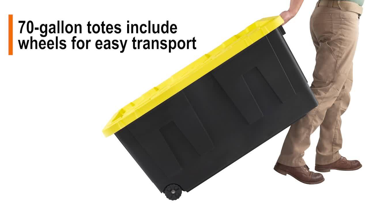 27 Gal. Tough Storage Tote in Black with Yellow Lid