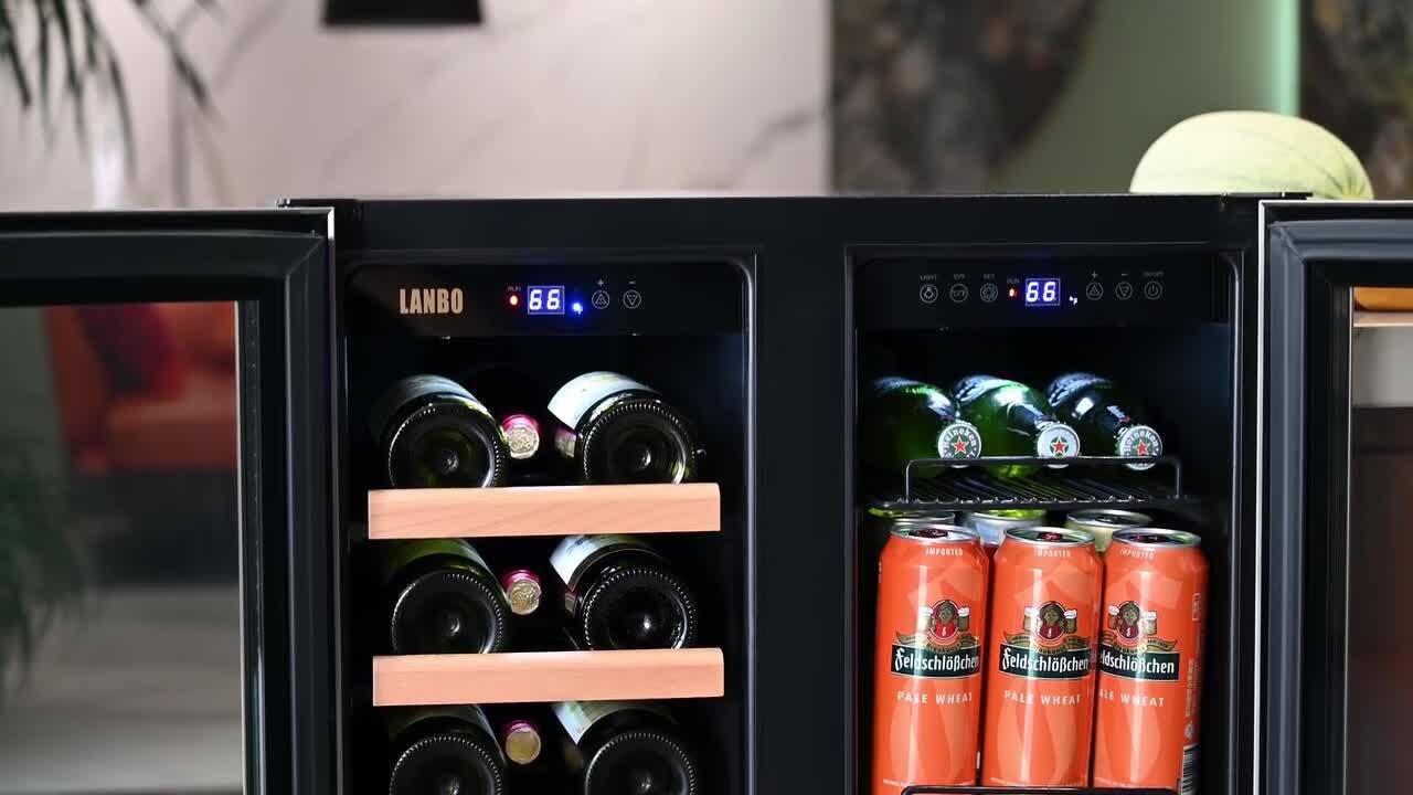 LANBO 23.4-in W 18-Bottle Capacity Black, Stainless Steel Dual Zone Cooling  Built-In /freestanding Wine Cooler in the Wine Coolers department at