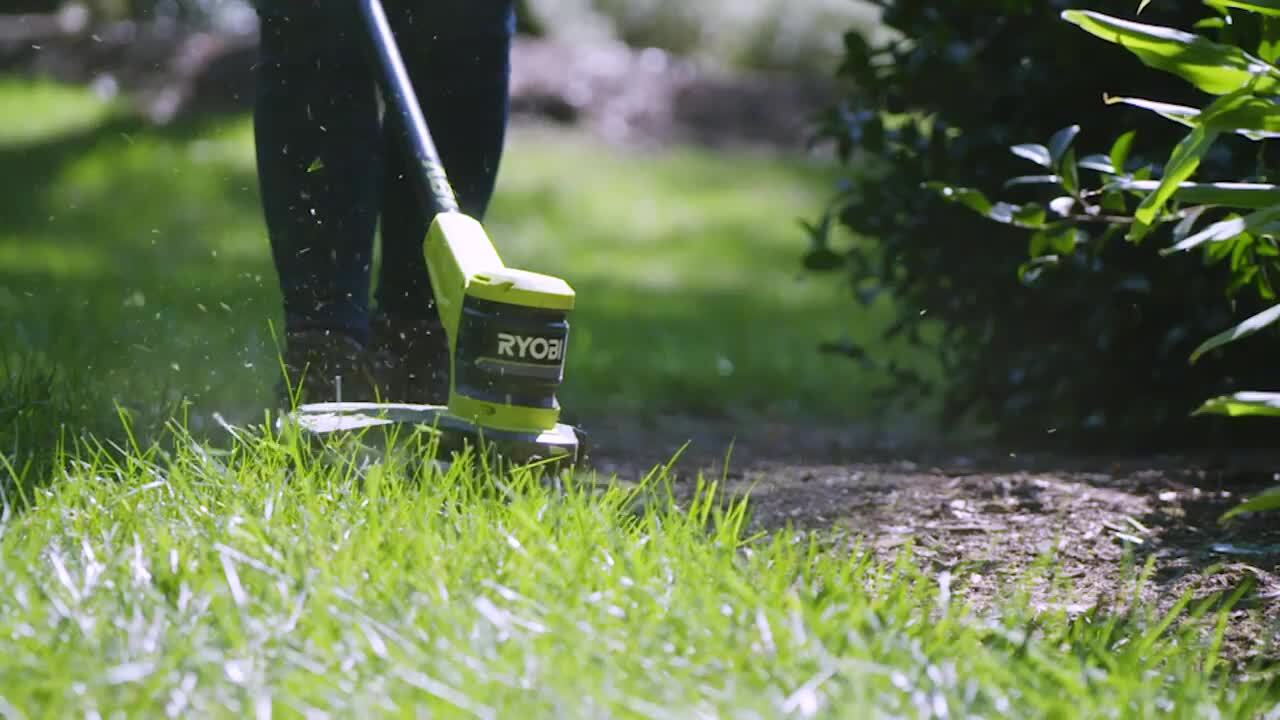 Ryobi ONE+ 18V 13 in. Cordless Battery Electric String Trimmer/Edger with Extra 3-Pack of Spools, 2.0 Ah Battery and Charger