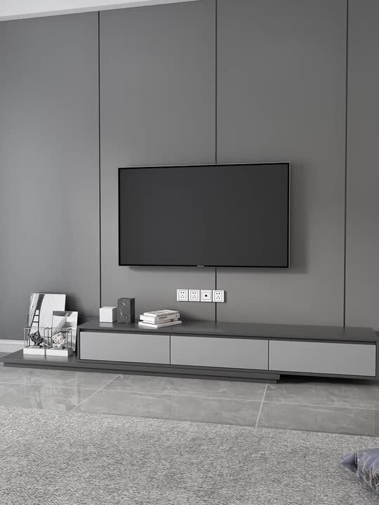 118 in. Modern Walnut Veneer Retractable TV Stand Extendable Media Console with 3 Drawers