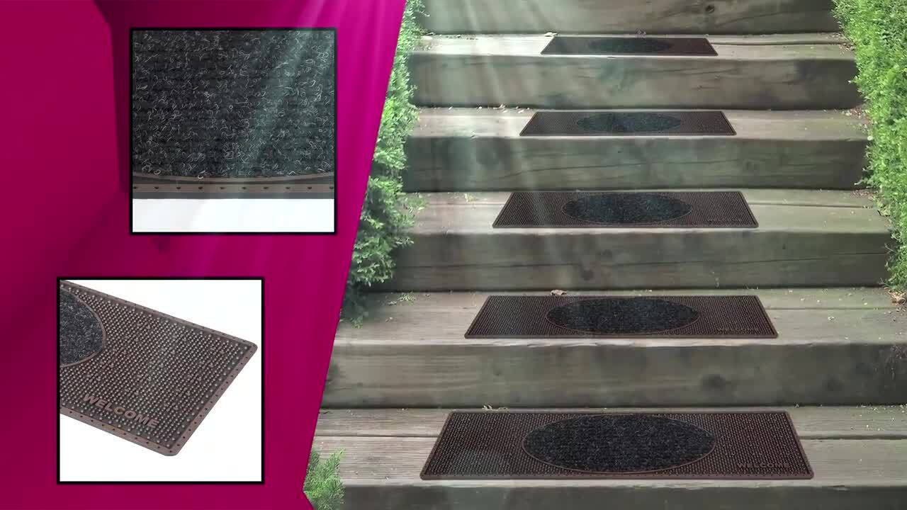 Spurtar Outdoor Stair Treads, 30 x 10 5PCS Rubber Stair Treads Non-Slip  Outdoor, 30 Inch Rubber Stair Treads for Wooden Steps, Skid Resistant Stair