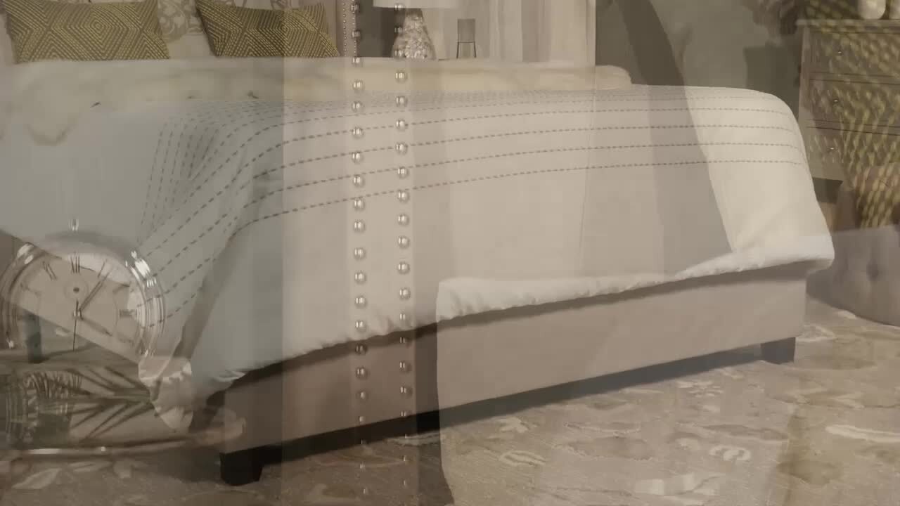 SAFAVIEH Winslet Gray Full Upholstered Bed FOX6212D-F - The Home Depot