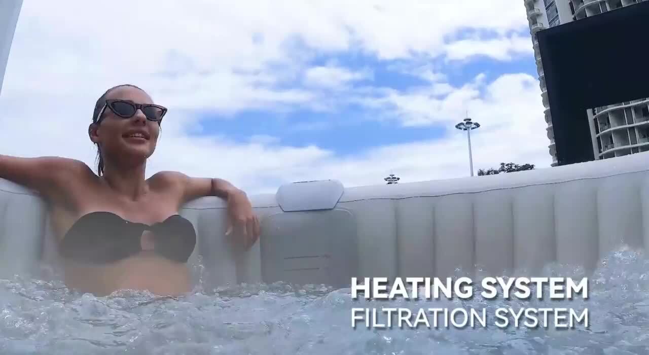 EZLIFE 4 Person, Hot Tub, 100 Aqua Jet, Inflatable Hot Tub