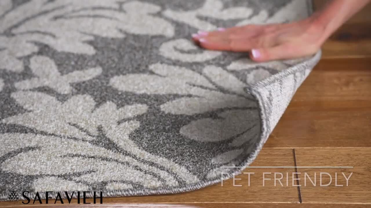 SAFAVIEH Home The 6 ft. ft. Geometric AMT425R-6 9 x Depot Amherst - Floral Rug Gray/Beige Dark Area
