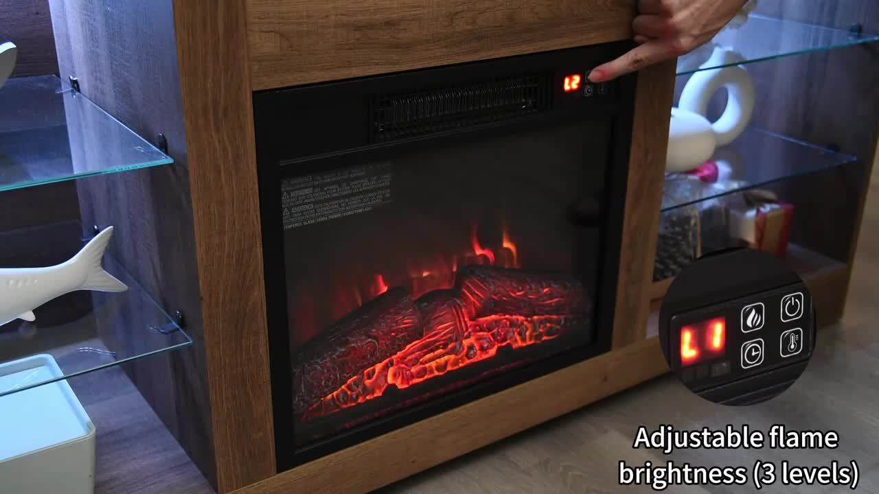 SUNRINX 58 in. W Freestanding Wooden with LED Lights and USB