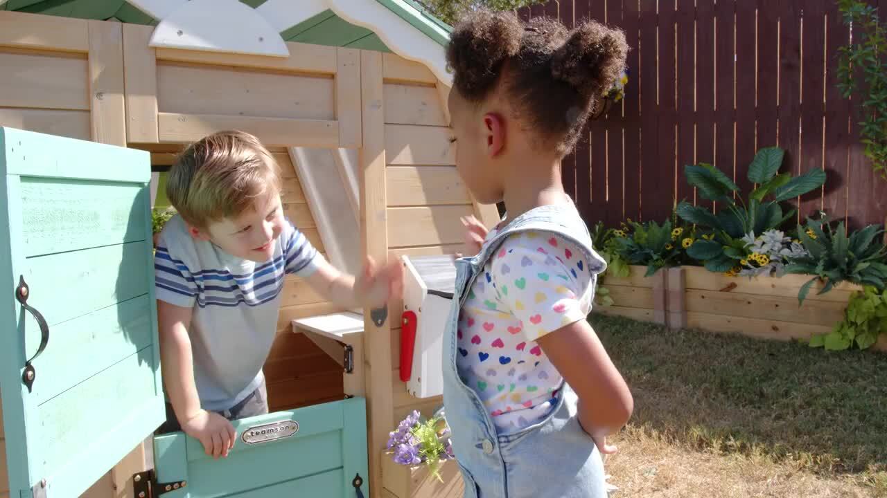 コリンシアン・ペイントマスターモデル【パオロ・ロッシ＊ユベントス/ホーム】 Teamson Kids Agnes Wooden Playhouse with Garden Window Fixed Bench