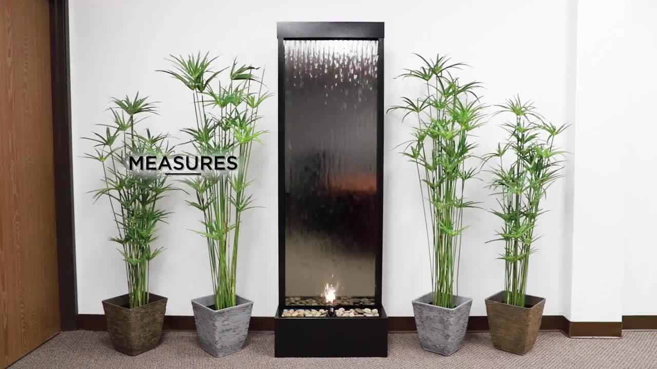 Alpine Mirror Waterfall-Silver with Decorative Stones & Light