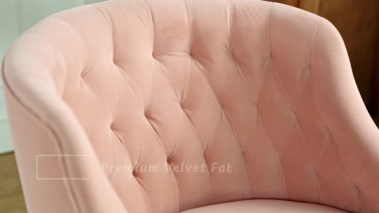 JAYDEN CREATION Lydia 24.5 in. Mid-Century Modern Pink Velvet