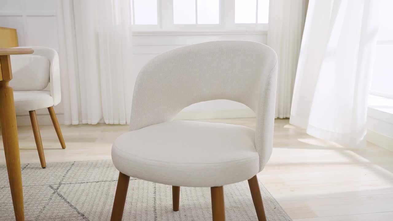 OrangeOne Modern Linen Fabric Upholstered Solid Wood Legs Dining