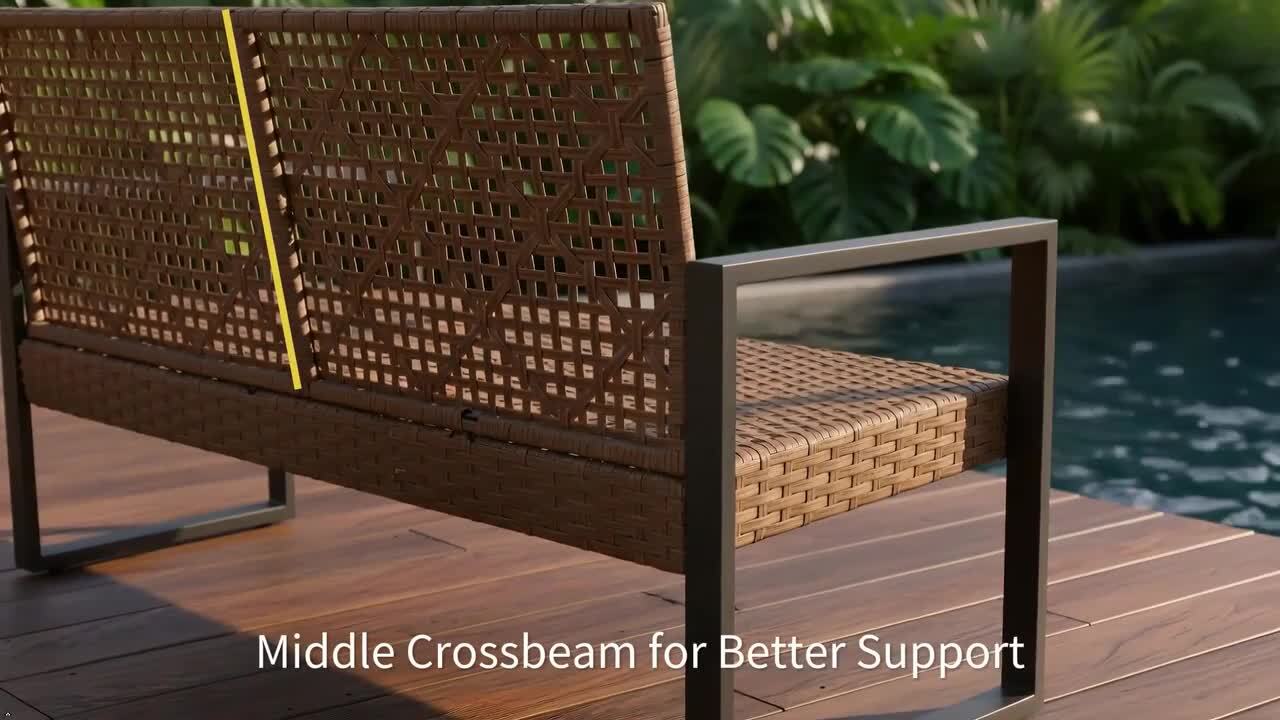 COOS BAY Outdoor Patio Furniture Set of 4 w/ Metal Frame PE Rattan