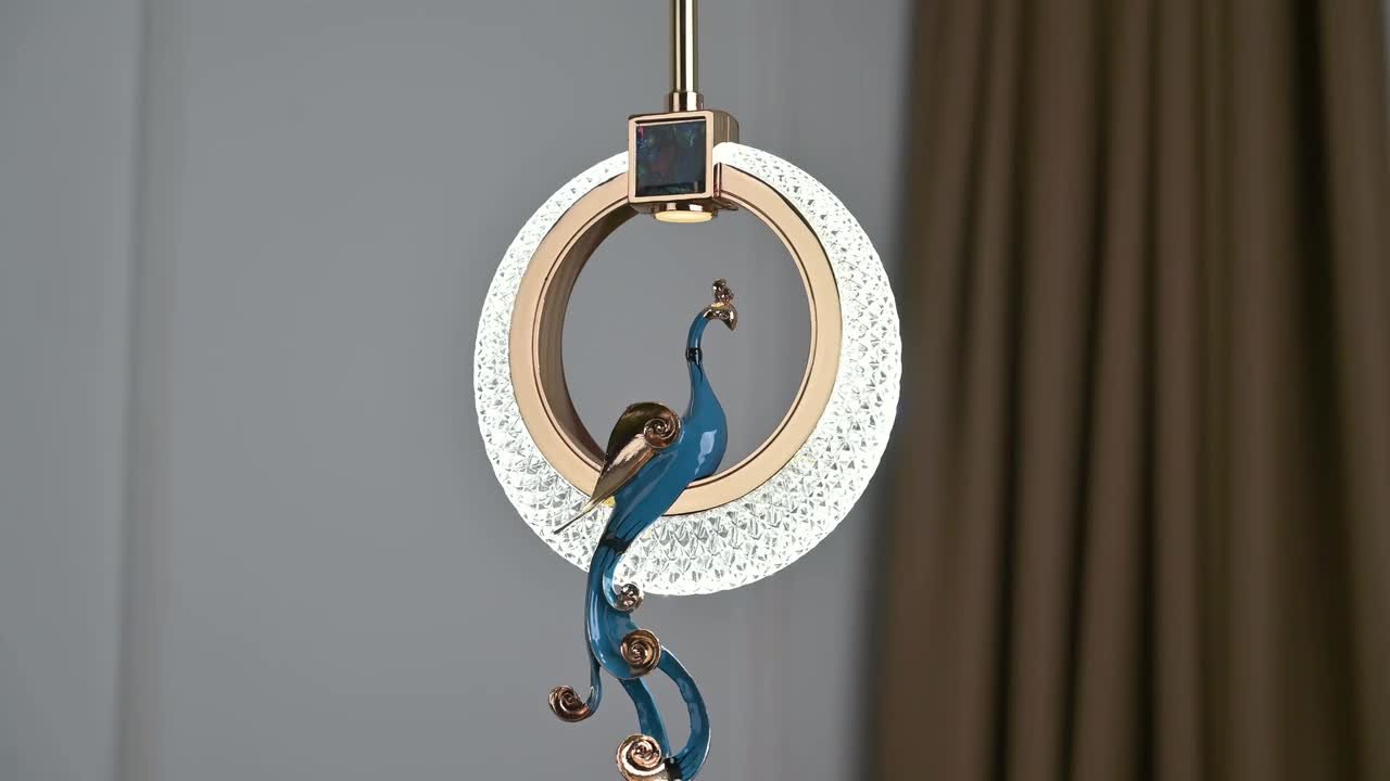ZHLWIN Peacock Decor 6-Watts 1-Light Gold Modern Pendant Lights