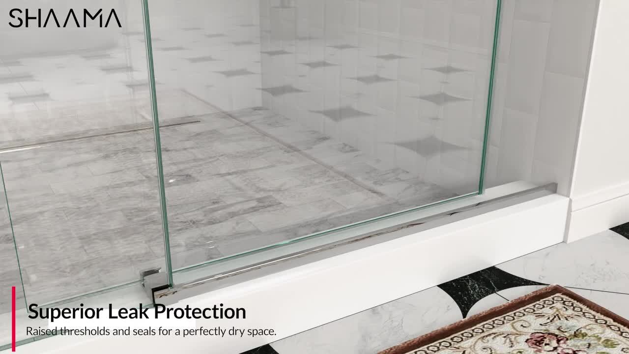 SHAAMA 60 in. W x 76 in. H Single Sliding Frameless Shower Door in