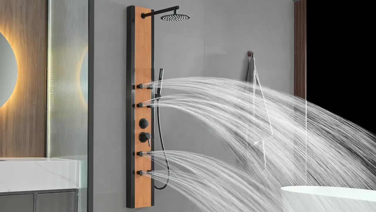 57 In. 8-Jet Multifunction Shower Panel System With Adjustable Rainfall Shower Head And Handheld Shower head 57 In. 8-Jet Multifunction Shower Panel System With Adjustable Rainfall Shower Head And Handheld Shower head
