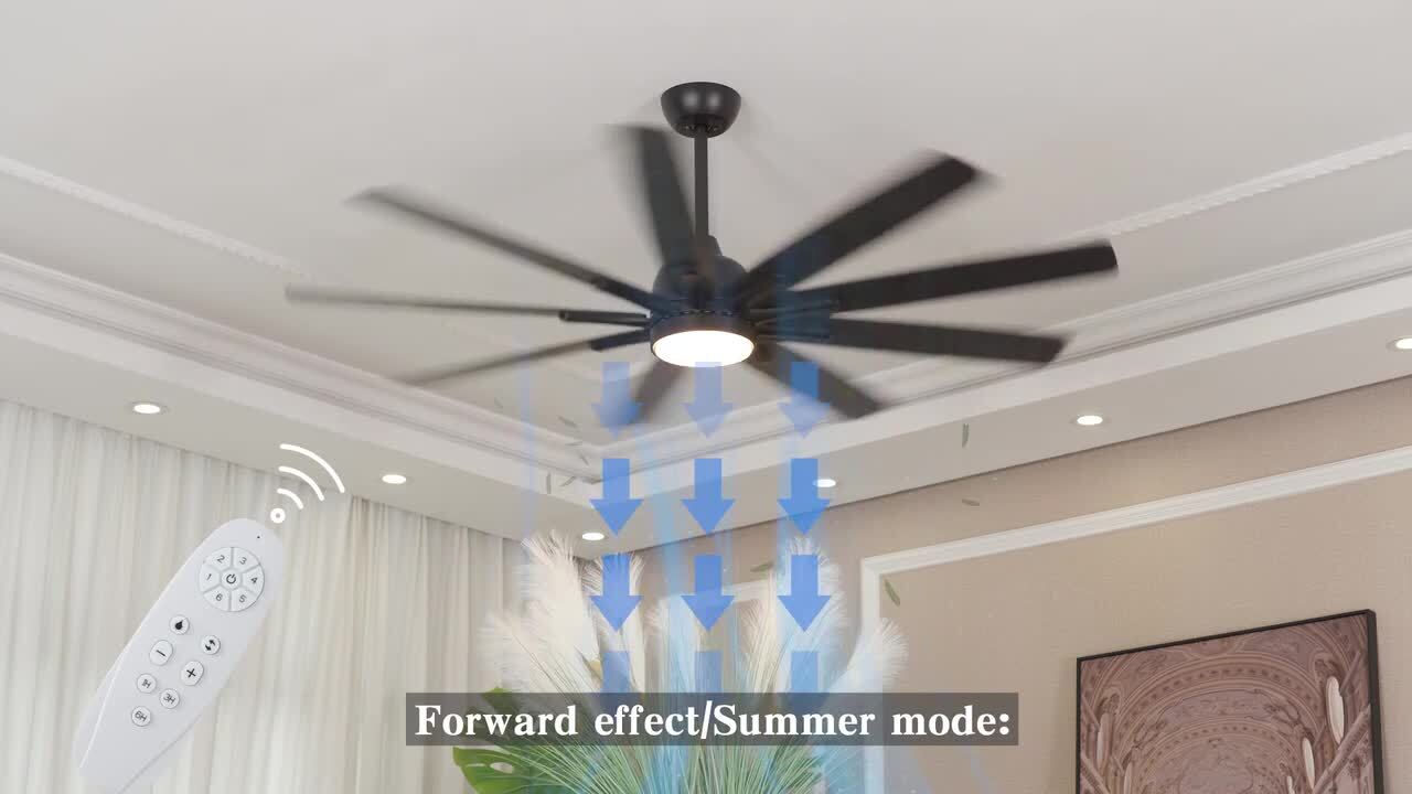 62 in. Modern Integrated LED Indoor Black Dimmable Large Ceiling Fan with Remote Control, DC Motor and Reversible Blades