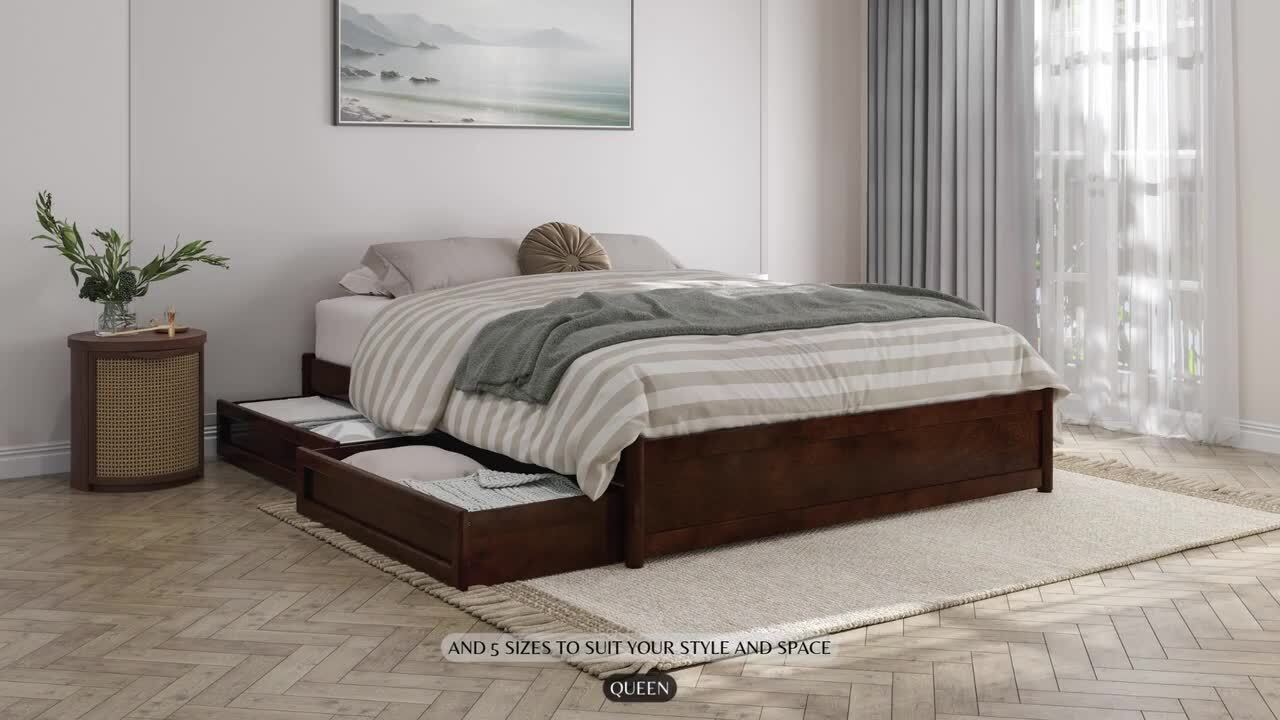 AFI Barcelona Walnut Brown Solid Wood Frame King Panel Platform