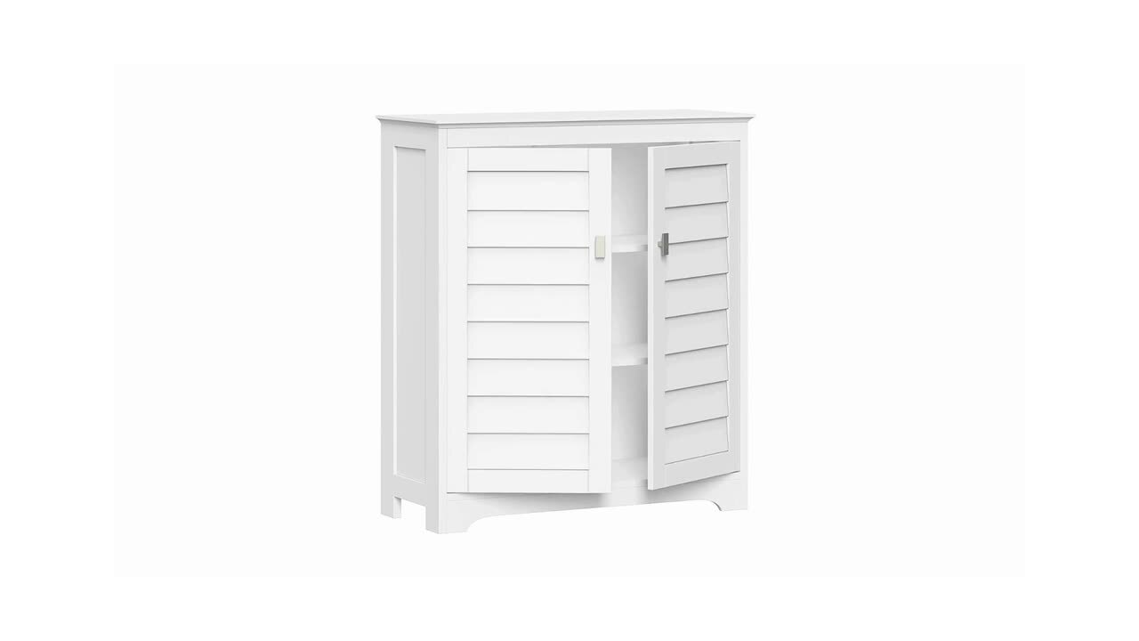 Venice 34 in. H x 27 in. W x 13-3/4 in. D Bathroom Linen Storage Floor Cabinet in White Venice 34 in. H x 27 in. W x 13-3/4 in. D Bathroom Linen Storage Floor Cabinet in White