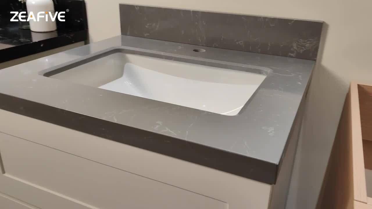 Zeafive 30 in. W x 22 in. D Cultured Marble White Rectangular