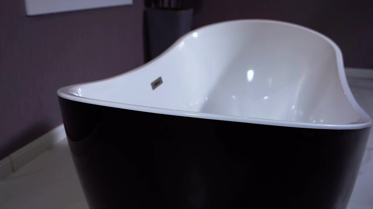 Rolande 67 in. Acrylic Freestanding Double Slipper Flat Bottom Soaking Bathtub with Drain and Overflow Included in Black Rolande 67 in. Acrylic Freestanding Double Slipper Flat Bottom Soaking Bathtub with Drain and Overflow Included in Black