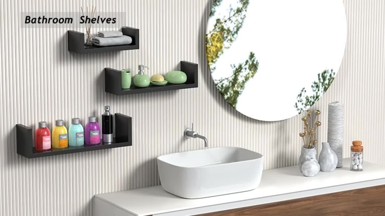 Black Floating Shelves Wall Shelf 24 Inches Long Modern Bathroom