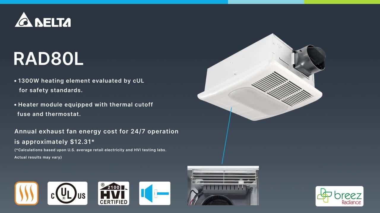 Delta Breez Radiance Series 80 CFM Ceiling Bathroom Exhaust Fan