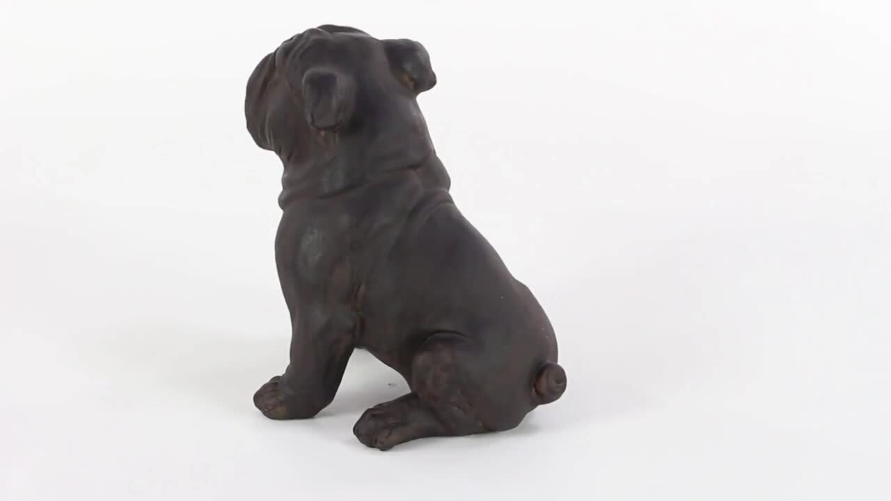 Litton Lane Brown Polystone Distressed Sitting Bulldog Sculpture