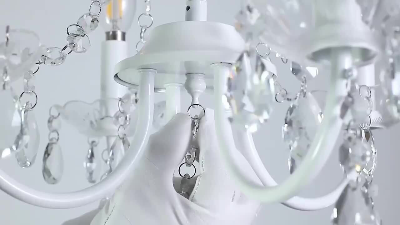 LWYTJO 4-Light White Candle Style Chandelier with Crystal Accents for  Living Room Bedroom Y-D6016-4-SW, image size:1280x720