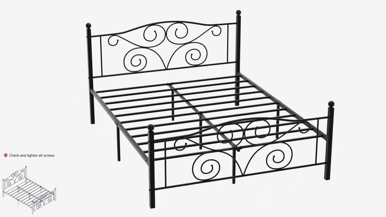 Twin Size Bed Frame Support with Headboard and Footboard, No Box Spring  Need Metal Platform Bed, Black, 39