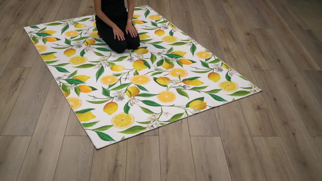 Linon Home Decor Washable Stella Ivory and Yellow 5 ft. x 7 Linon Home Decor Washable Stella Ivory and Yellow 5 ft. x 7