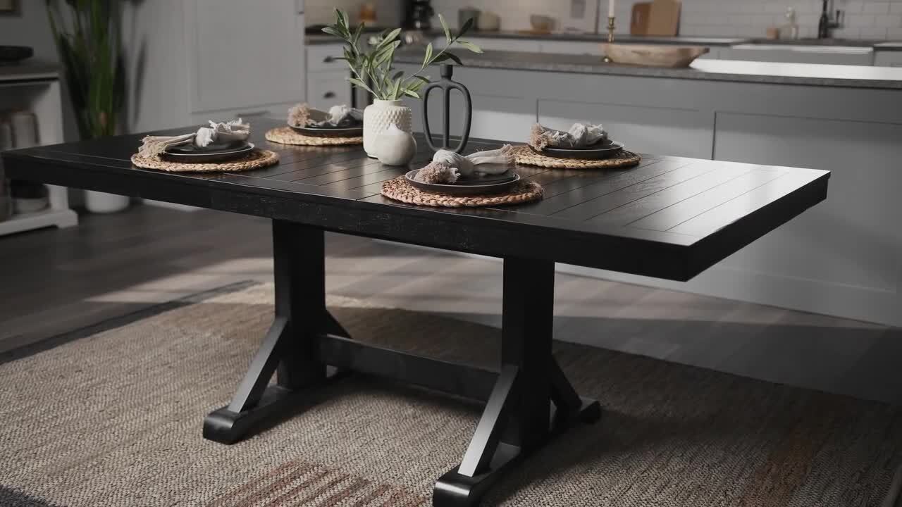 Walker edison antique black store wood dining table