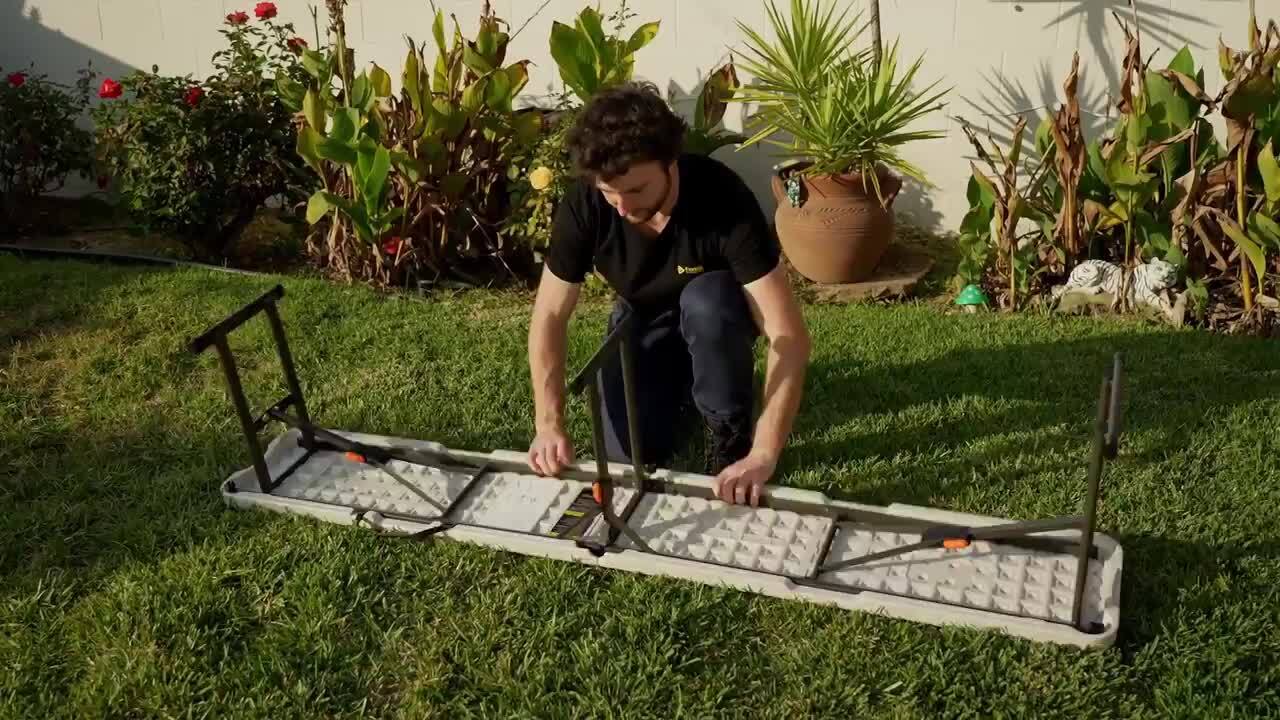 HDX 6 ft. Steel Frame Almond Portable Indoor/Outdoor Folding Bench