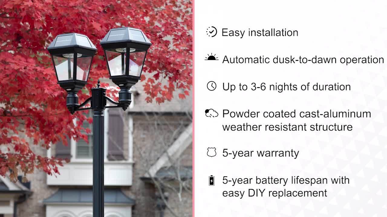 Imperial Bulb 1-Light Black LED Outdoor Solar Post Light with 3 in. Fitter