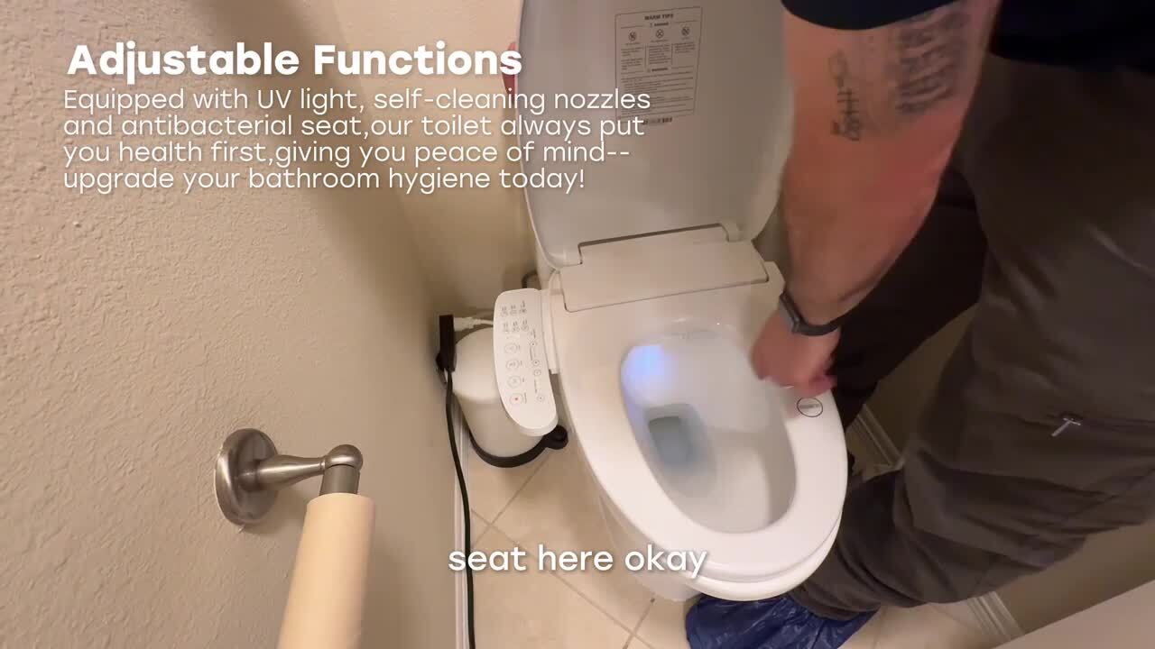 HOROW ADA Chair Height Elongated Bidet Toilet Combo Dual Flush 0.8