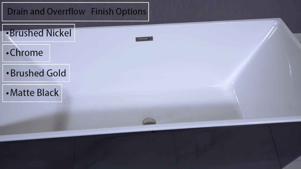 Piscataway 67 in. Acrylic FlatBottom Double Ended Bathtub with Matte Black Overflow and Drain Included in Black