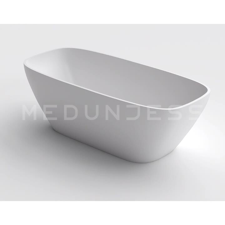 Karita 67 in. Stone Resin Solid Surface Matte Flatbottom Freestanding Bathtub in White