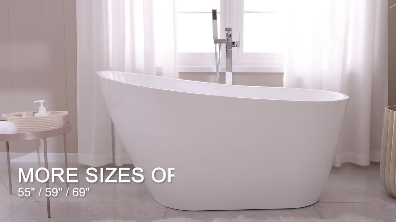 Limoges 55 in. Acrylic Flatbottom Bathtub in White Limoges 55 in. Acrylic Flatbottom Bathtub in White