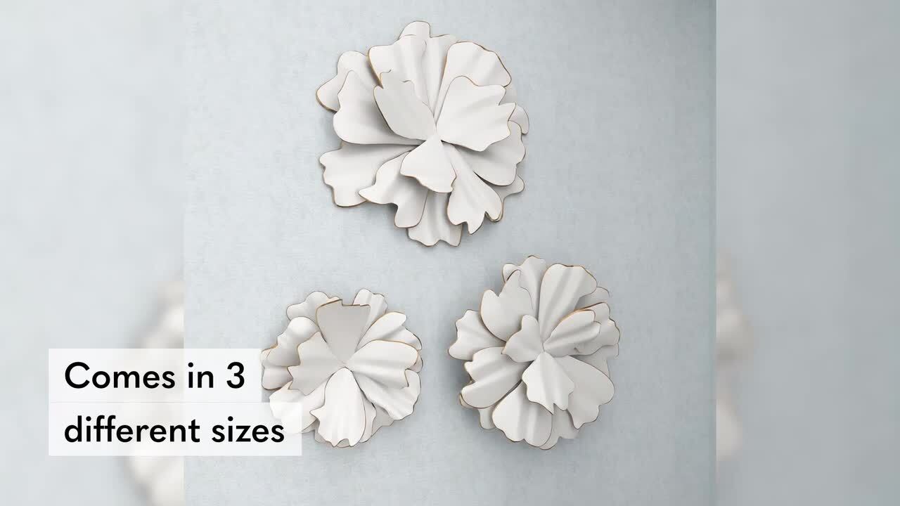 Litton Lane Set of 3 Eclectic 13, 17, and 19 inch white flower