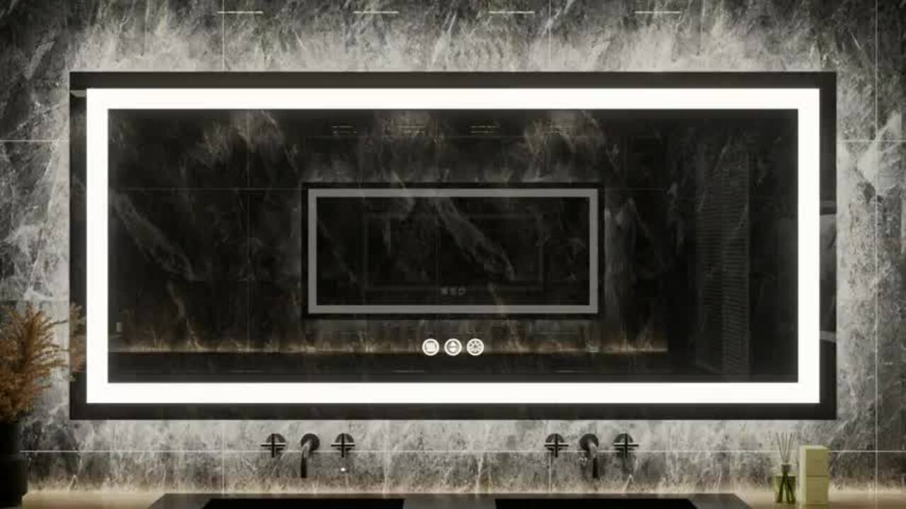 TOOLKISS 84 in. W x 32 in. H Frameless Rectangular Anti-Fog