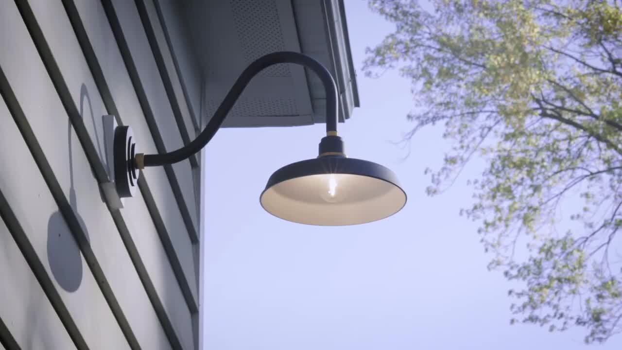 HINKLEY - Foundry Medium 1-Light Textured Black Straight Arm Outdoor Barn Light Sconce