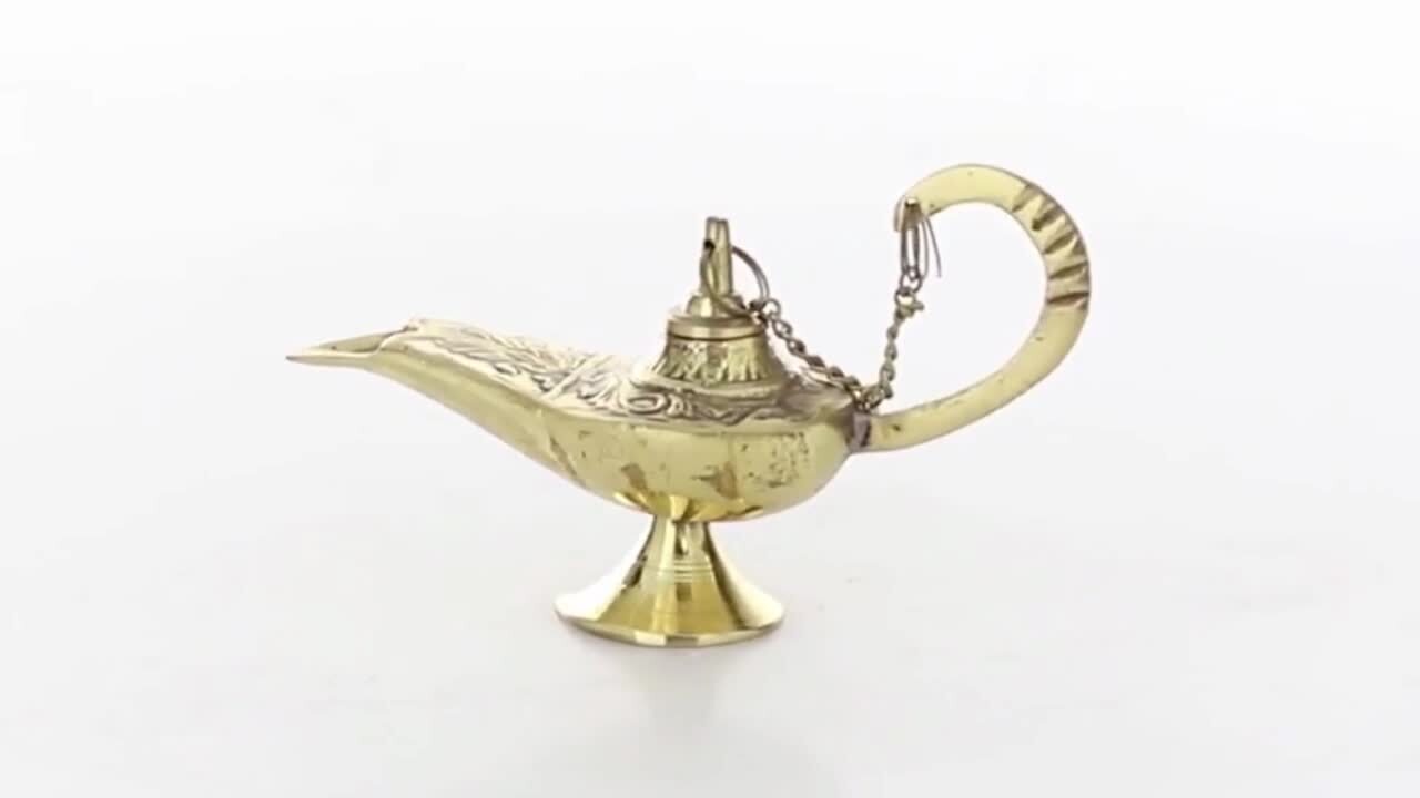 Cheap Antique Vintage Aladdin Brass Genie Oil Lamp 8 Nautical