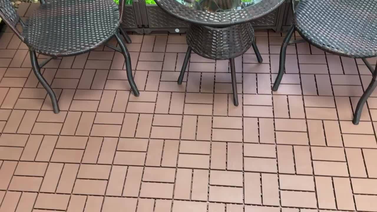 GOGEXX 12 in. W x12 in.L Outdoor Courtyard Pattern Square Plastic PVC Interlocking Flooring Deck Tiles(Pack of 44 Tiles)in Gray