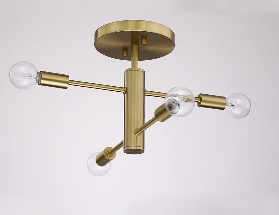 Designers Fountain - Arlo 14.25 in. 4-Light Brushed Gold Modern Entryway Semi-Flush Mount with No Bulbs Included