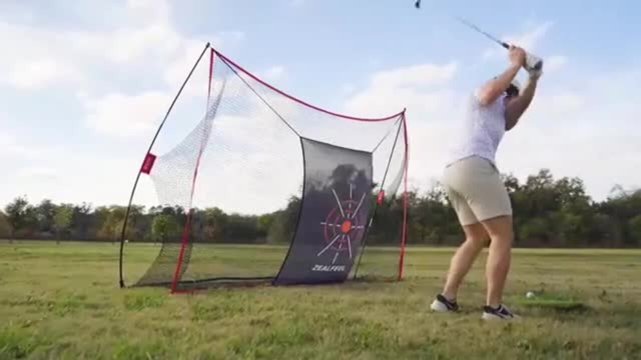 ZEALFEEL Golf Practice Net 10x7FT with Chipping Target, Mat, Balls